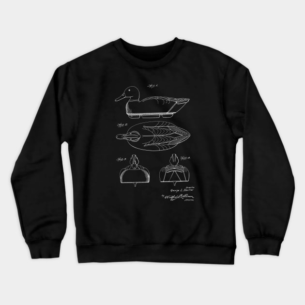 Duck Decoy Vintage Patent Hand Drawing Crewneck Sweatshirt by TheYoungDesigns